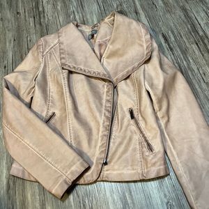 Womens Bagatelle Blush Faux Leather Jacket Bloomingdale’s Sz Small orig $119